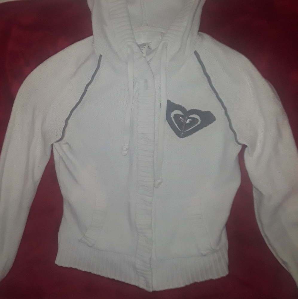 Roxy knitted snap button hoodie sweater